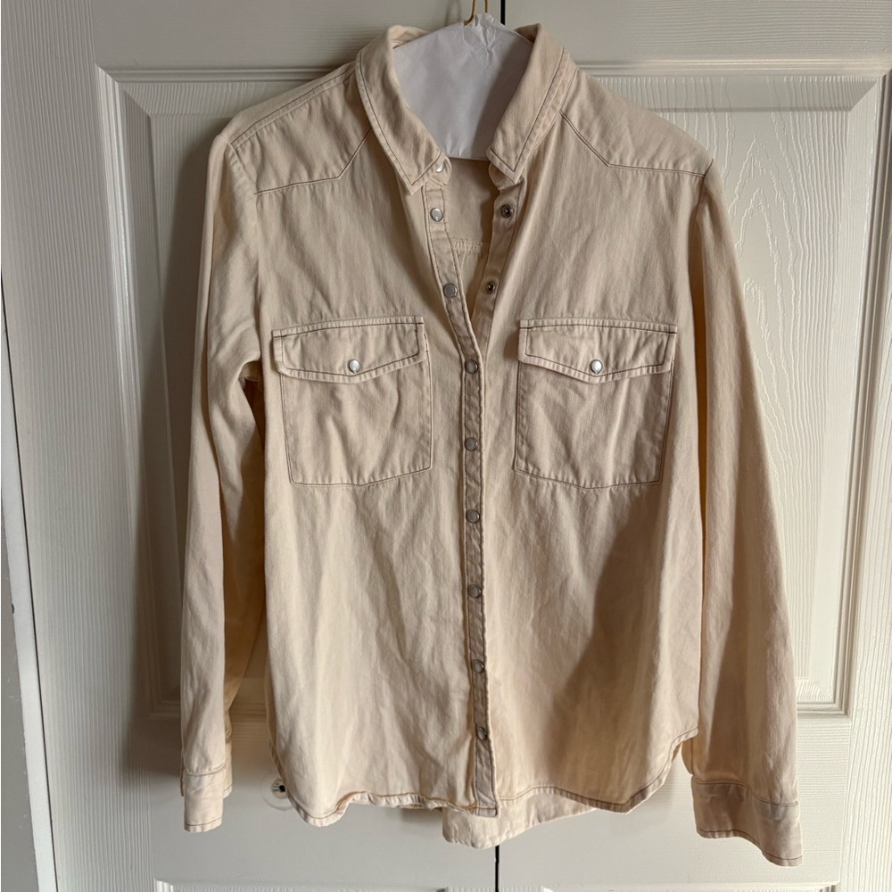 Pilcro Beige Button-Up Blouse